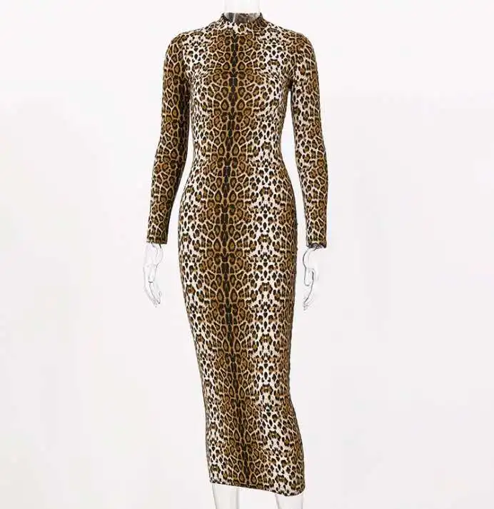 

Autumn 2019 new leopard tiger print one piece long dress, Picture