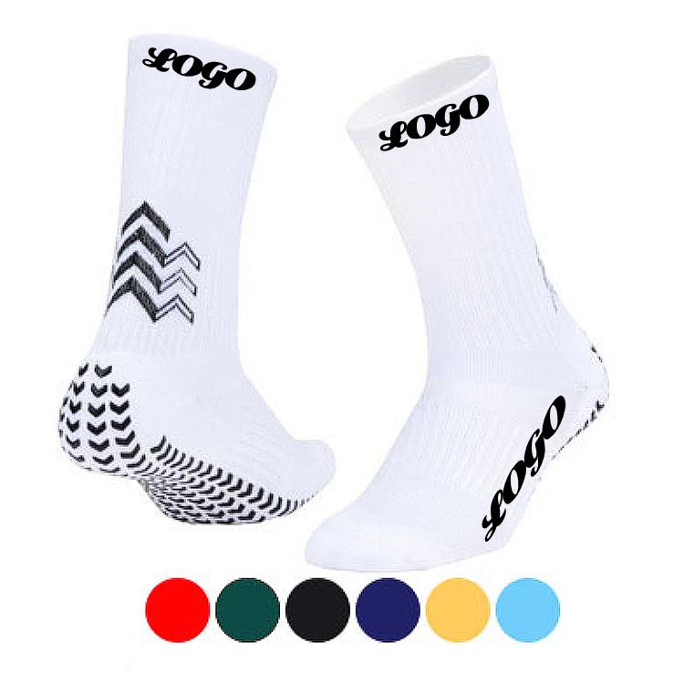 

New white sport cotton running cycle athletic anti slip unisex football grip socks