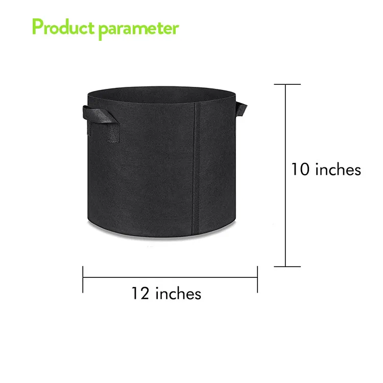 

Wholesale breathable thicken heavy duty felt non woven fabric grow bags 30 gallon cocopeat grow bag for tree farms, Black