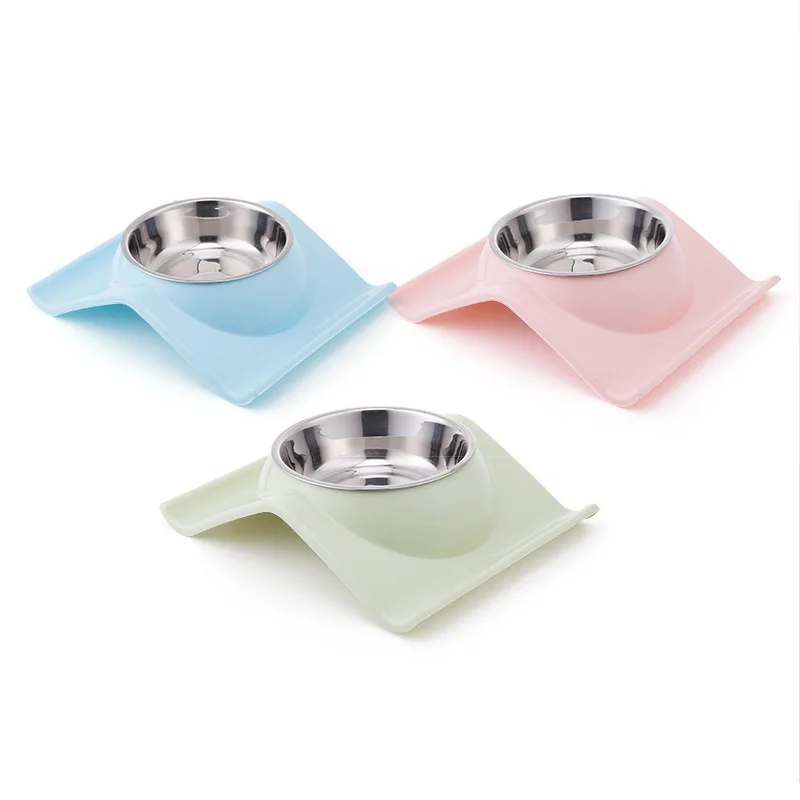 

Fashion Home Pets Bowl Stainless Steel Anti Slip Dog Slow Feed Bowl Tile Flaky Dog Bowl With Plastic Base, As picture