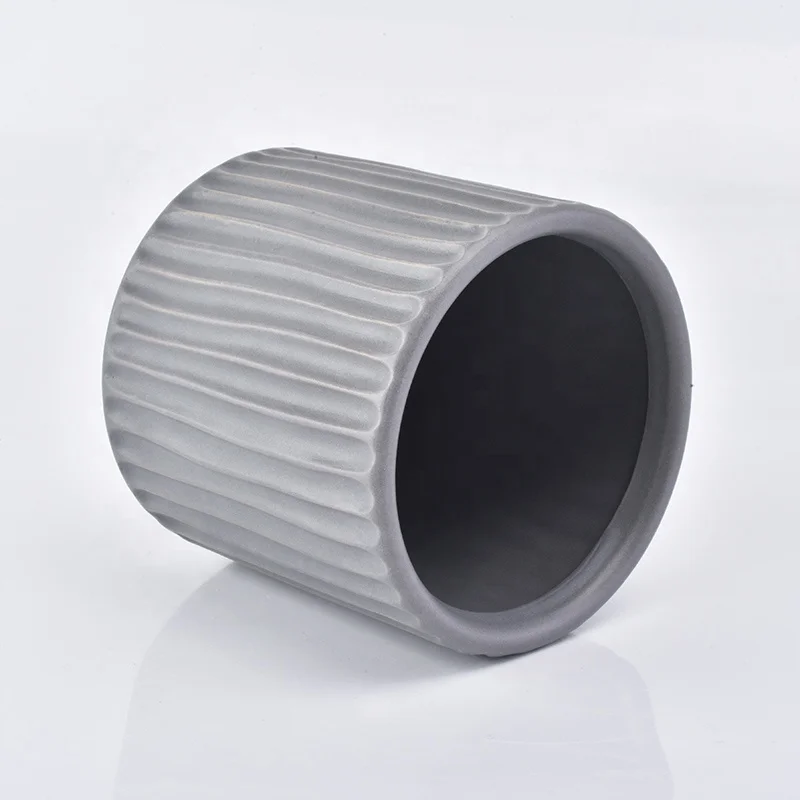 Cylinder ceramic candle container striped candle holders home decor