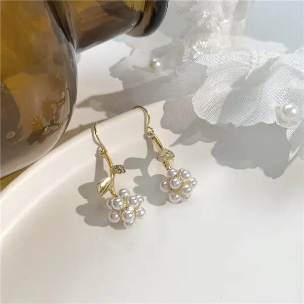 

Korean Pearl Earrings Fashion Jewelry 2021 Heart Flower Bowknot Baroque Pearls Joyeria Temperament Earring, Gold color
