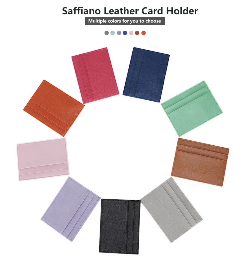 

Free Shipping Drop Shipping Colorful Cheap Slim Women RFID Blocking Saffiano Leather Credit Card Holder Wallet Cardholder