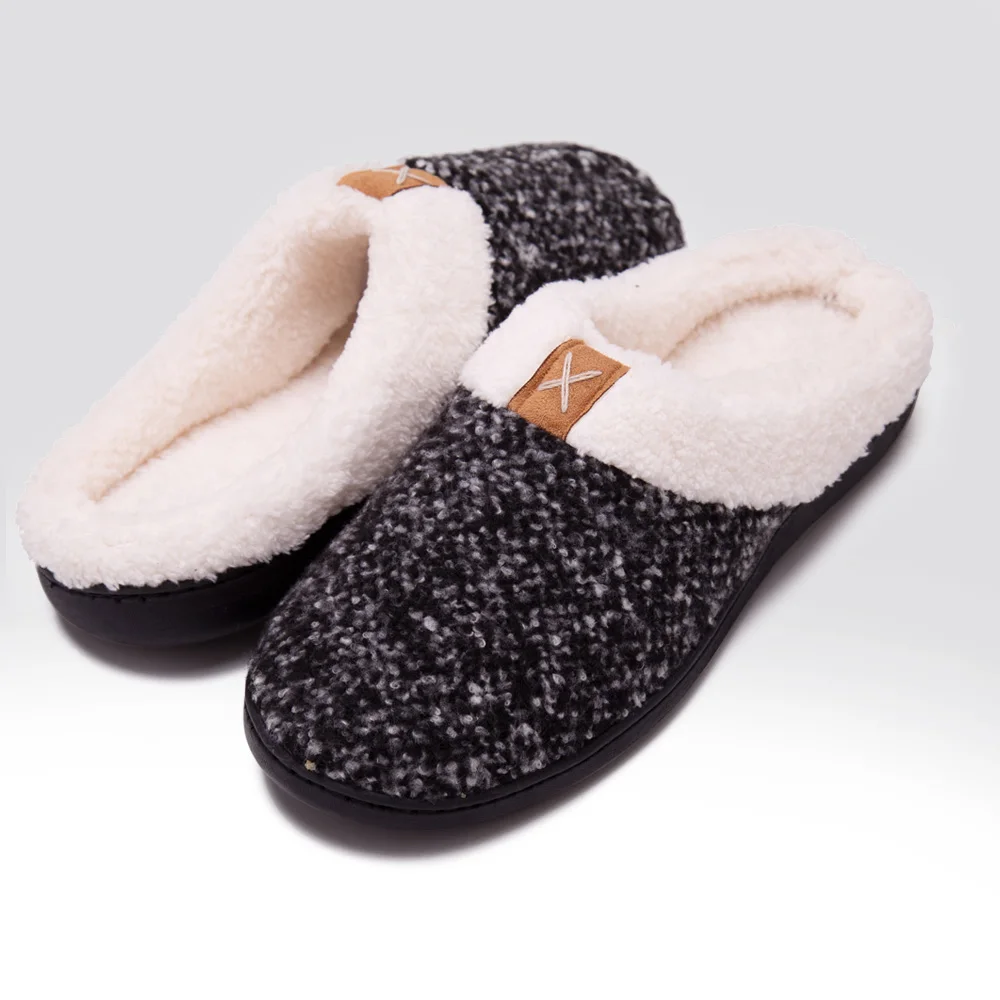 
Cozy wool like lining Memory foam slip on clog indoor outdoor winter house slipper for men 