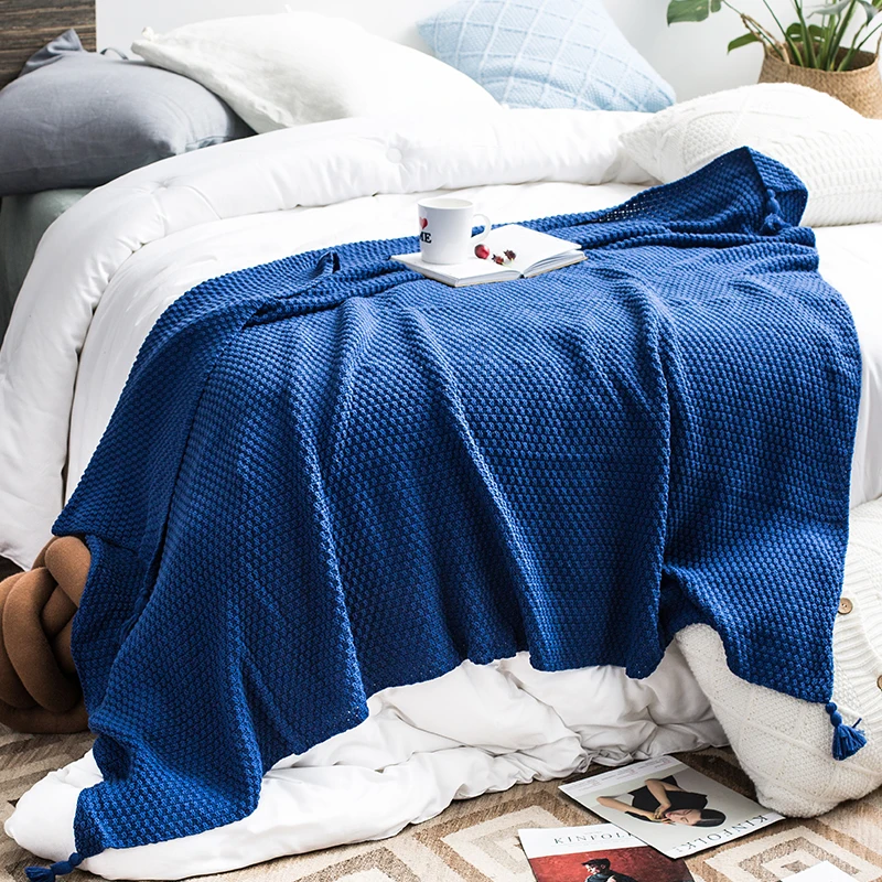 Yiruio Xw Mora Blanket Spain Foil 100 Cotton Blanket With Pom Pom