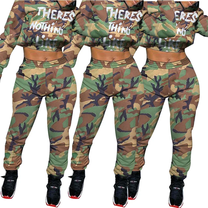 

Sexy camouflage clothes lady cloth set winter two piece set women clothing
