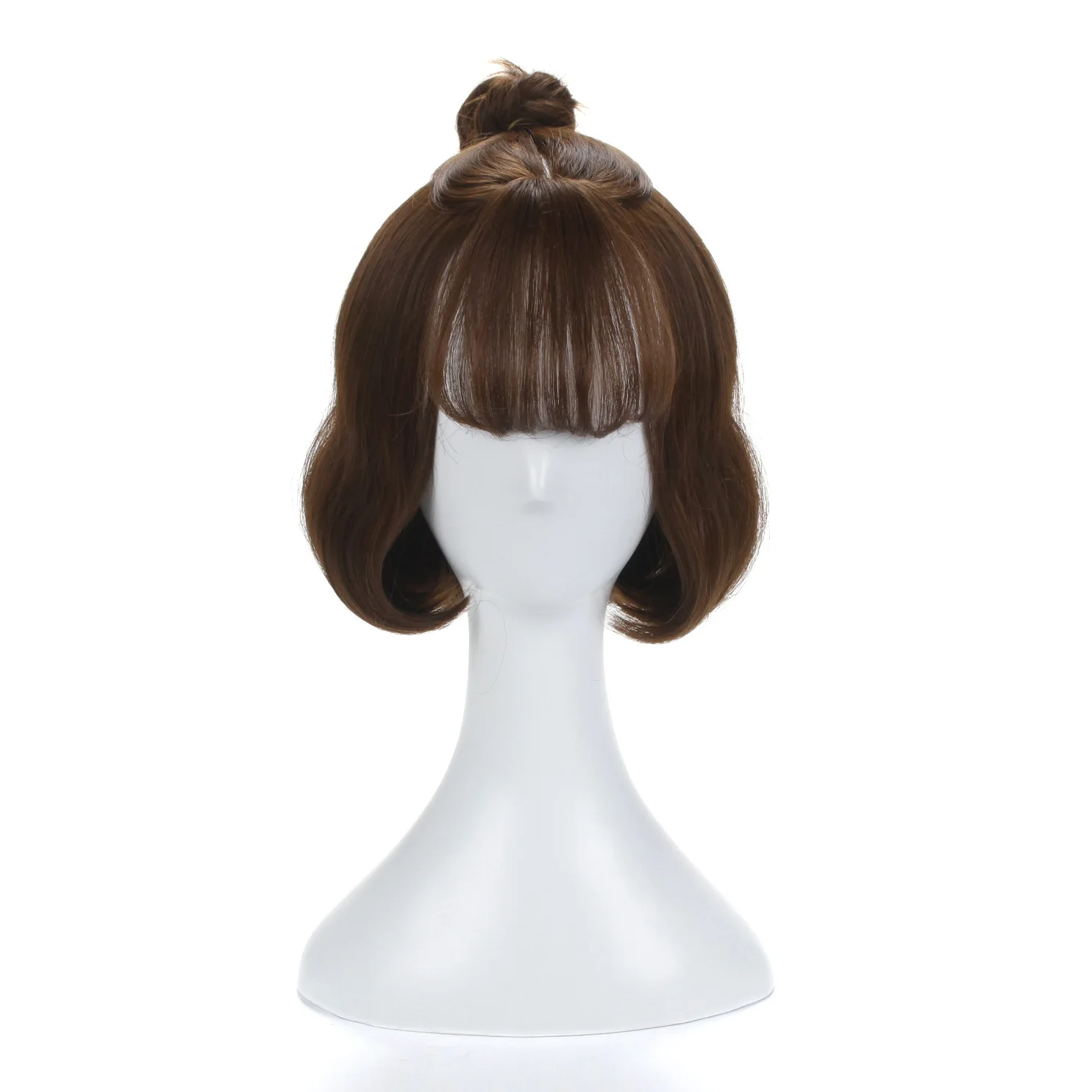 

Shoulder Length Bob Hair Realistic air bangs Brown Rose Net Chemical Fiber High Temperature Silk Wigs, Pic showed