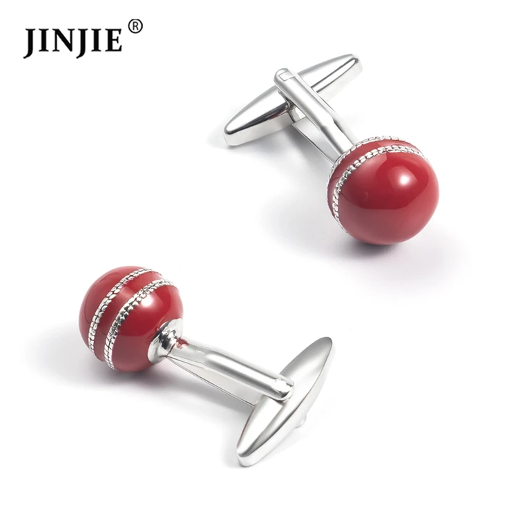 

Wholesale Novelty Metal Red Cricket Ball Sport Cufflinks for Men, Silver,gold,rose gold,gunmetal color plated