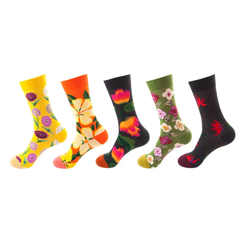 

Harajuku socks flower mid-tube stockings women trendy socks cheap funny sock fashionable