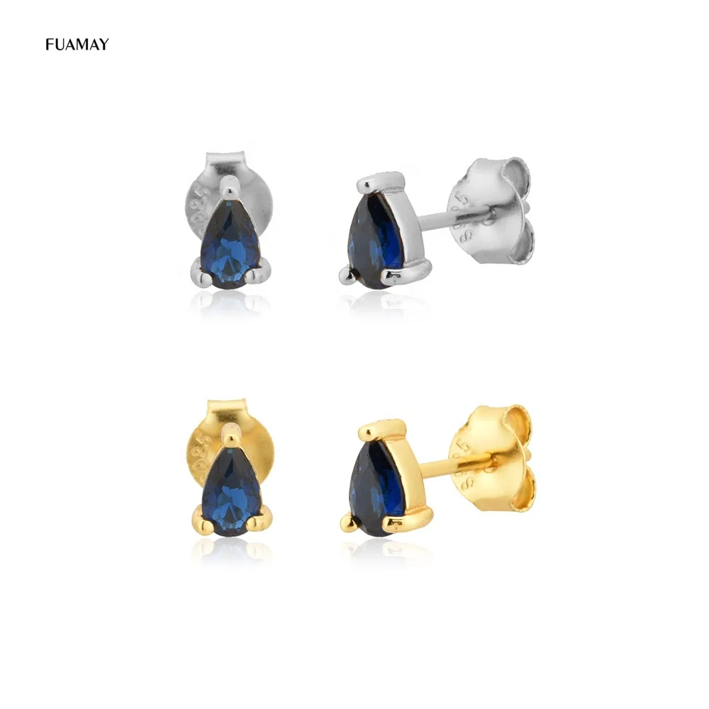 

FUAMAY New 2021 Earrings Aretes London Blue Topaz 925 sterling Earrings Blue Sapphire Diamond Stud Earring, Platinum/18k gold plated/customized color