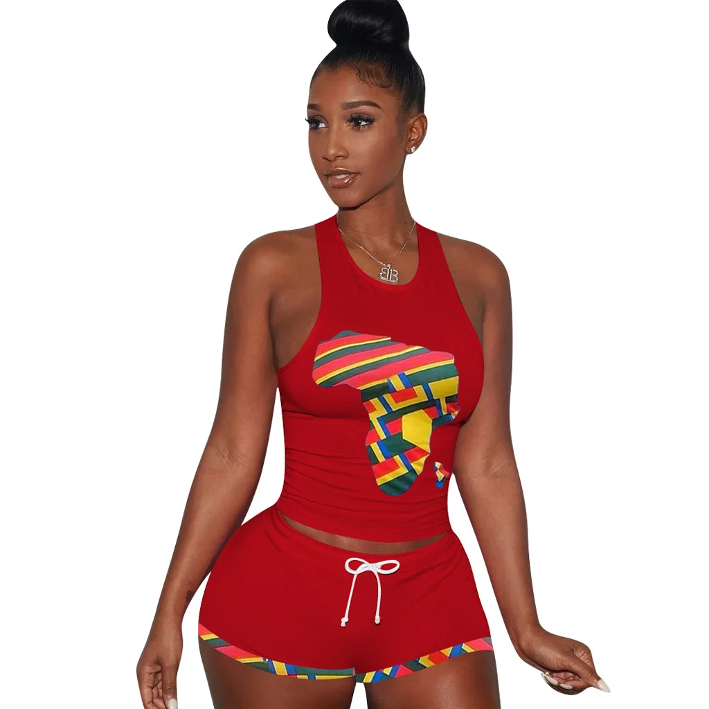 

Hot Sale Women Clothing Sleeveless Two Pieces Shorts Set Casual 2 Piece Women Outfit, 4 colors