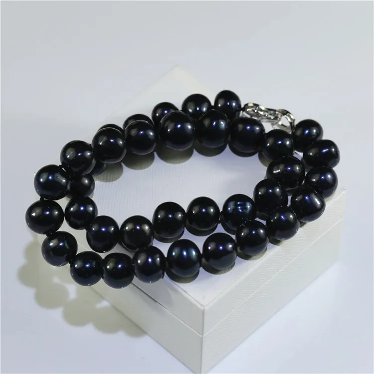 淡水养殖真珠项链价格接近圆形黑色 12毫米珍珠项链