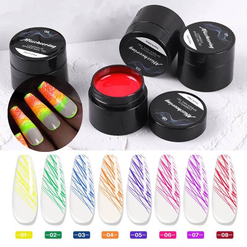 

7ml Luminous Silk UV Gel Nail Polish Pulling Spider Line Painting 3D Drawing Glow in the Dark Lacquer Varnish Accessories