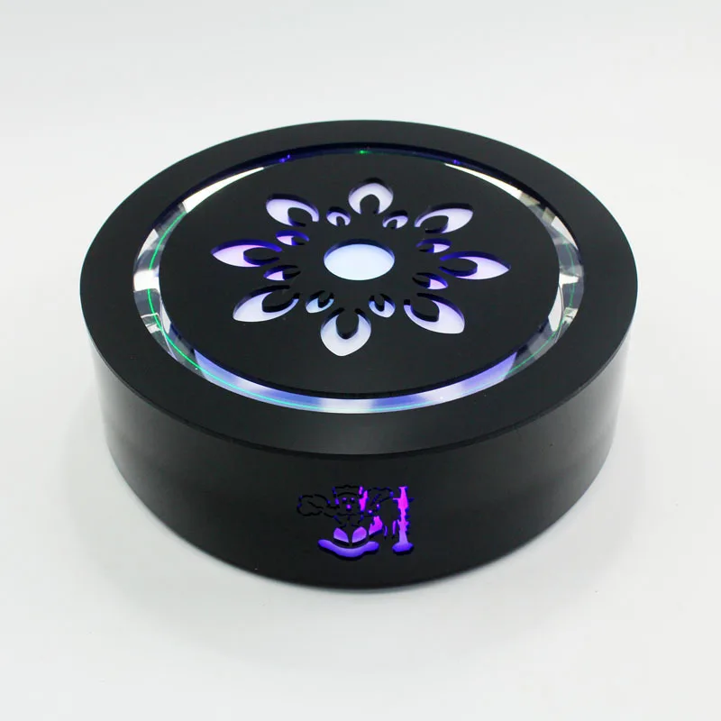 

Factory OEM Hookah laser logo customized accrpted LED light base Hookah led display base, Black, blue, white, green
