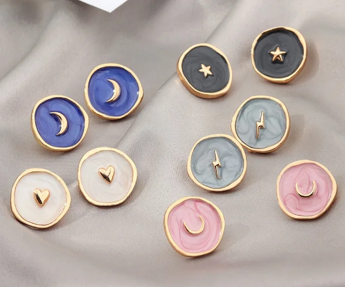 

Zooying Moon star sign ring and enamel pendant charms Ring, Pink, blue, navy, black, white