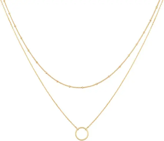 

2021 Layered Heart Necklace Pendant Handmade 18k Gold Plated Dainty Gold Choker Arrow Bar Layering Long Necklace for Women