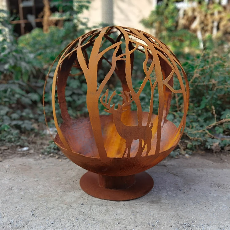 

Corten Steel Metal Antique Moose Fire Ball