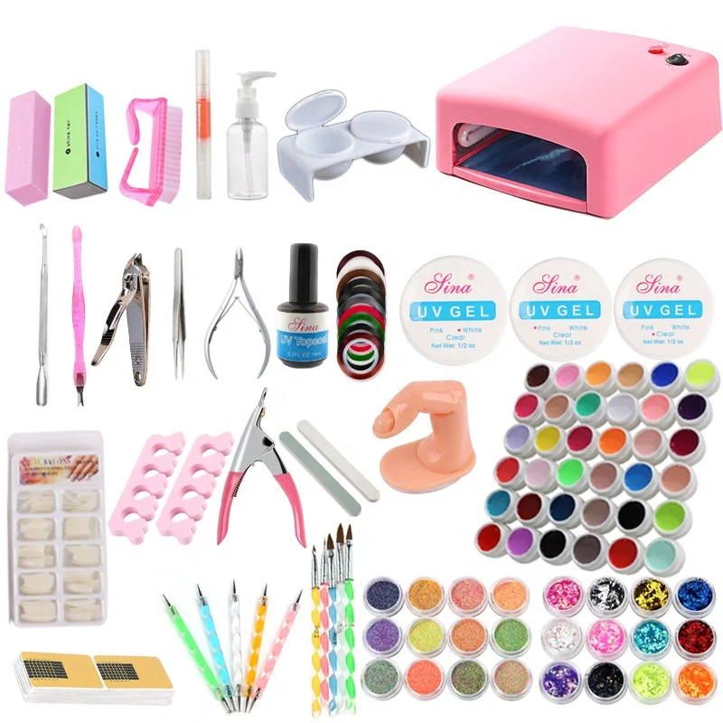

Ready To Ship Professional economics UV Lamp 36 color Curing nail Acrylic UV Gel nail art tool Kit