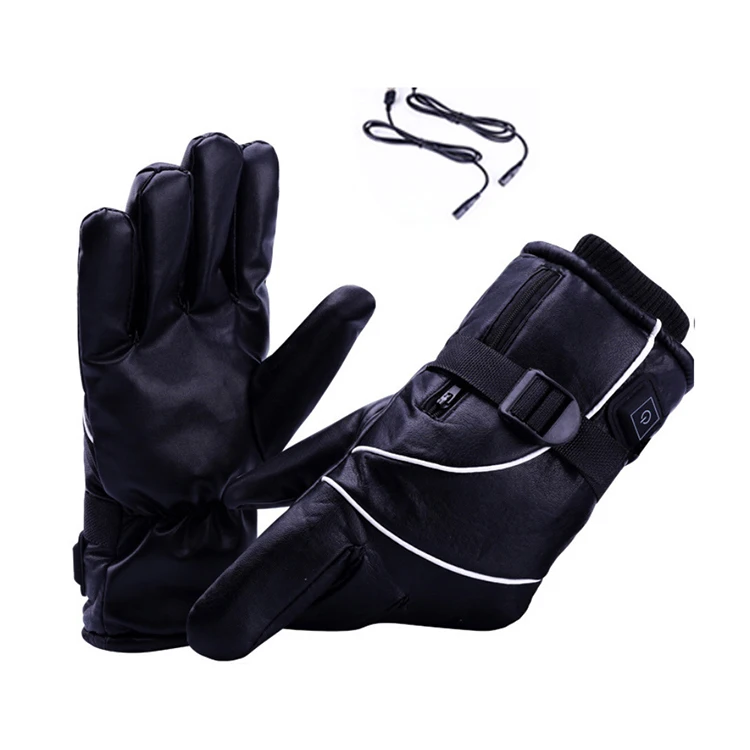 

DDA1560 Men Outdoor Warm Mittens Waterproof Rechargeable Touch Screen Heated Glove Motorcycle Electrical Ski USB Heating Gloves, Black