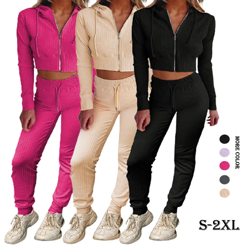 

Custom Logo Thick Fleece Cotton Jogging Suit Women Sweat Suits Set Tracksuit Sweatsuit, As pictures showed