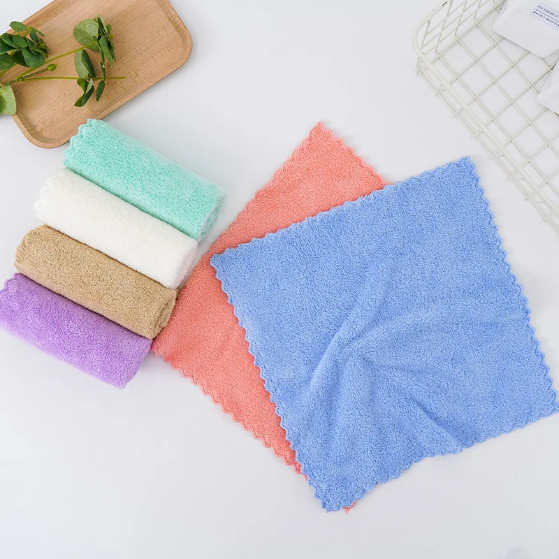 

30*30CM Coral Fleece Microfiber Cleaning Towel Four Colors Pink Blue Green Purple 300GSM Multi-Use Great Comfort & Absorbency