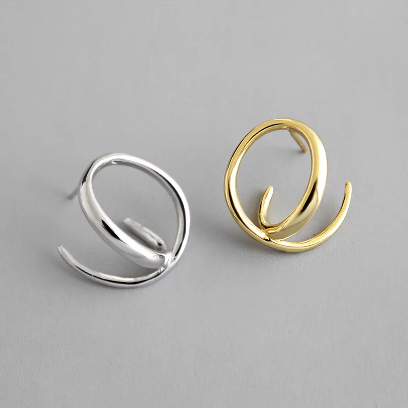 

2020 Greece Style Twist Round Circle S925 Earrings 18k Gold Geometry Sterling Silver Stud Earrings For Gift