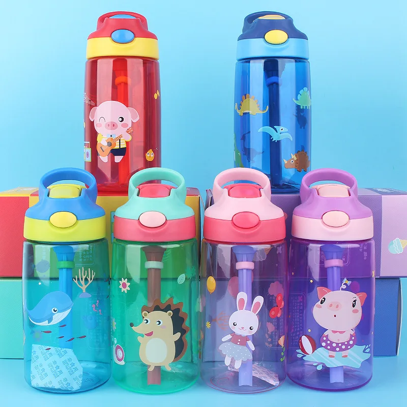 

Seaygift yiwu Wholesale 350ml 500ml portable cute cartoon tritan kids water bottle school kawaii pattern plastic water bottle, As picture