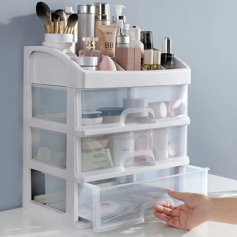 

Multi-function Plastic Cabinet Drawer Cosmetics Box Desktop Plastic Makeup Storage Box