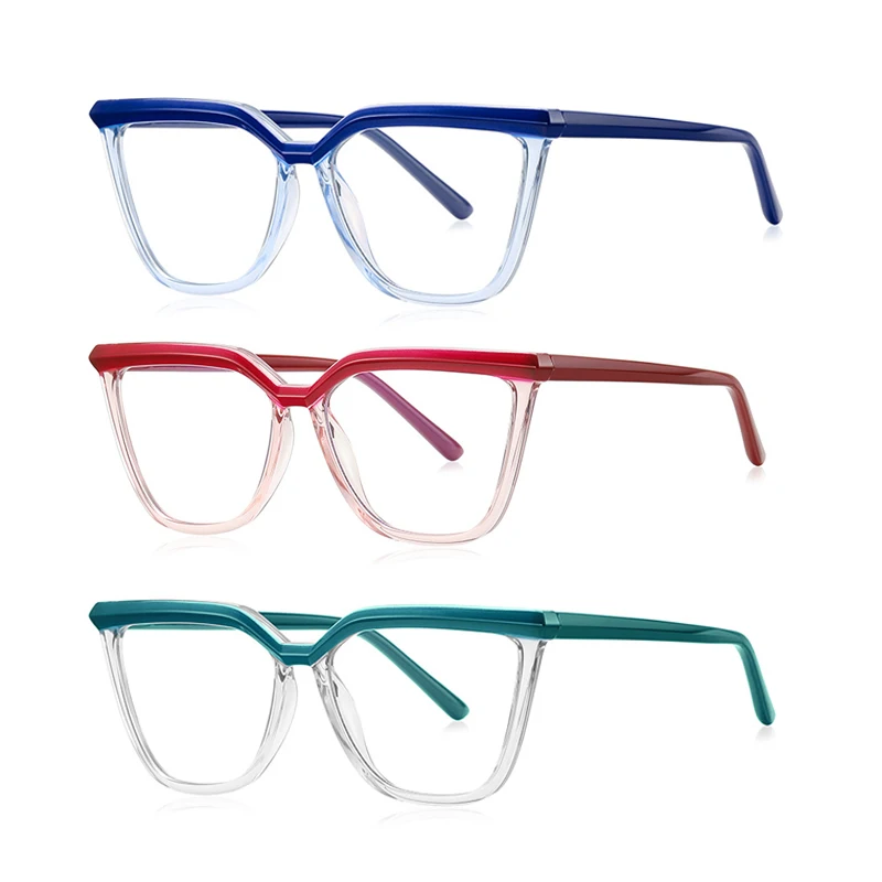 

3160 Double Color lentes fashion optical glasses Eyeglasses Frame TR90 Cat Eye anti blue reading glasses oversized women