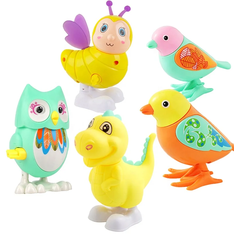 

Plastic Cute Cartoon Animal Rabbit Clockwork Toy Bird bee duck piggy turtle Mechanical Wind Up Swing Toy for Kids Classic Toys