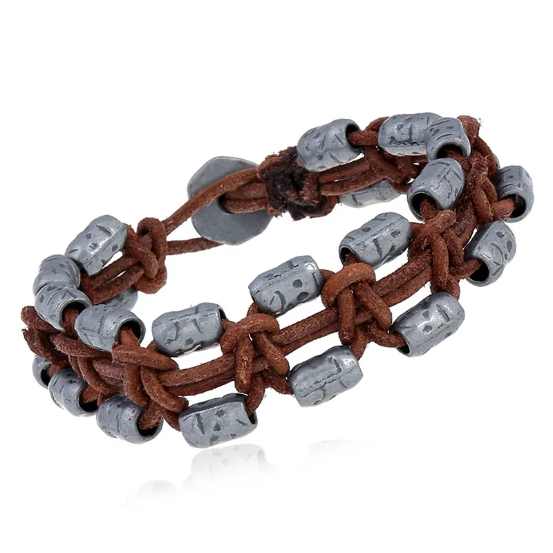 

Handmade Leather Rope Braided Bracelet Accept Small Order and Fast Delivery Time Wholesale Men's Bracelet Leather Jewelry