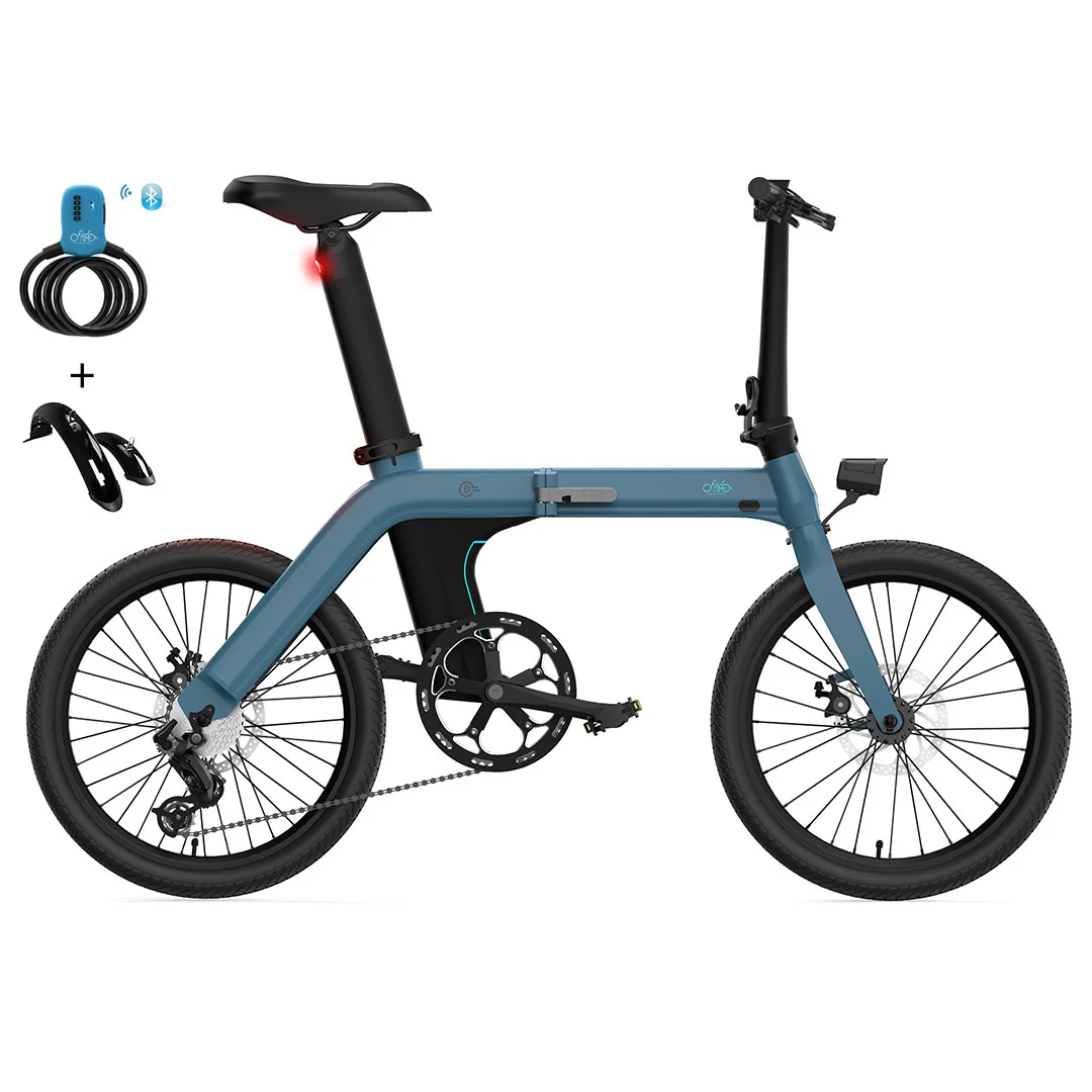 

USA Drop Shipping FIIDO D11 Folding Electric Moped Bicycle 20 Inches Tire 25km/h Max Three Modes 11.6AH Lithium Battery, Blue