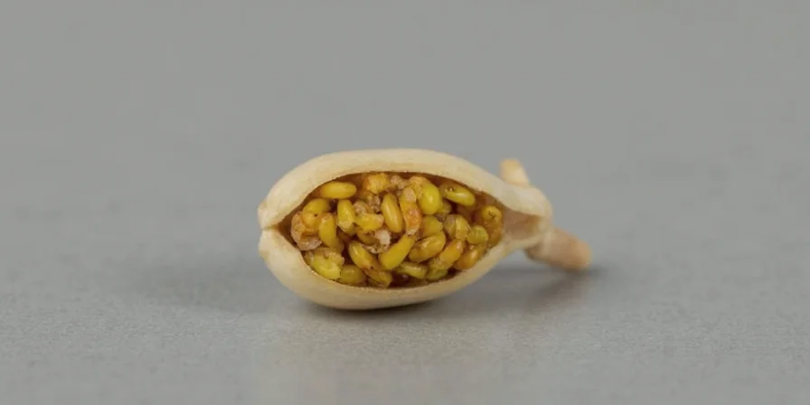 Close-up of mustard seeds on a wooden background