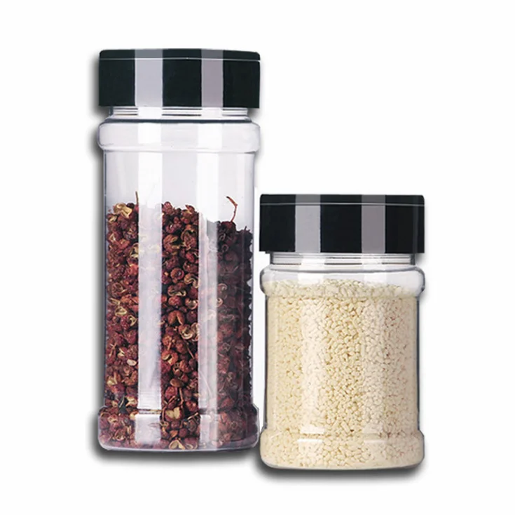 

250ml Kitchen Herb Spice Jar Seasoning Storage Box Plastic Spice Shaker Bottles, Transparent clear