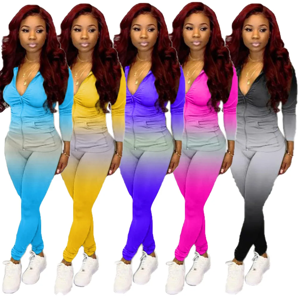 

Customized LOGO new fashion solid color plus velvet two-piece sweater brown clothing jogging set lounge wear CY8583