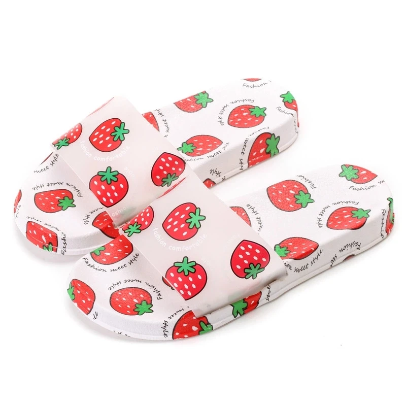 

colorful Soft indoor slippers women man most popular summer house cute fruit sandals for couple