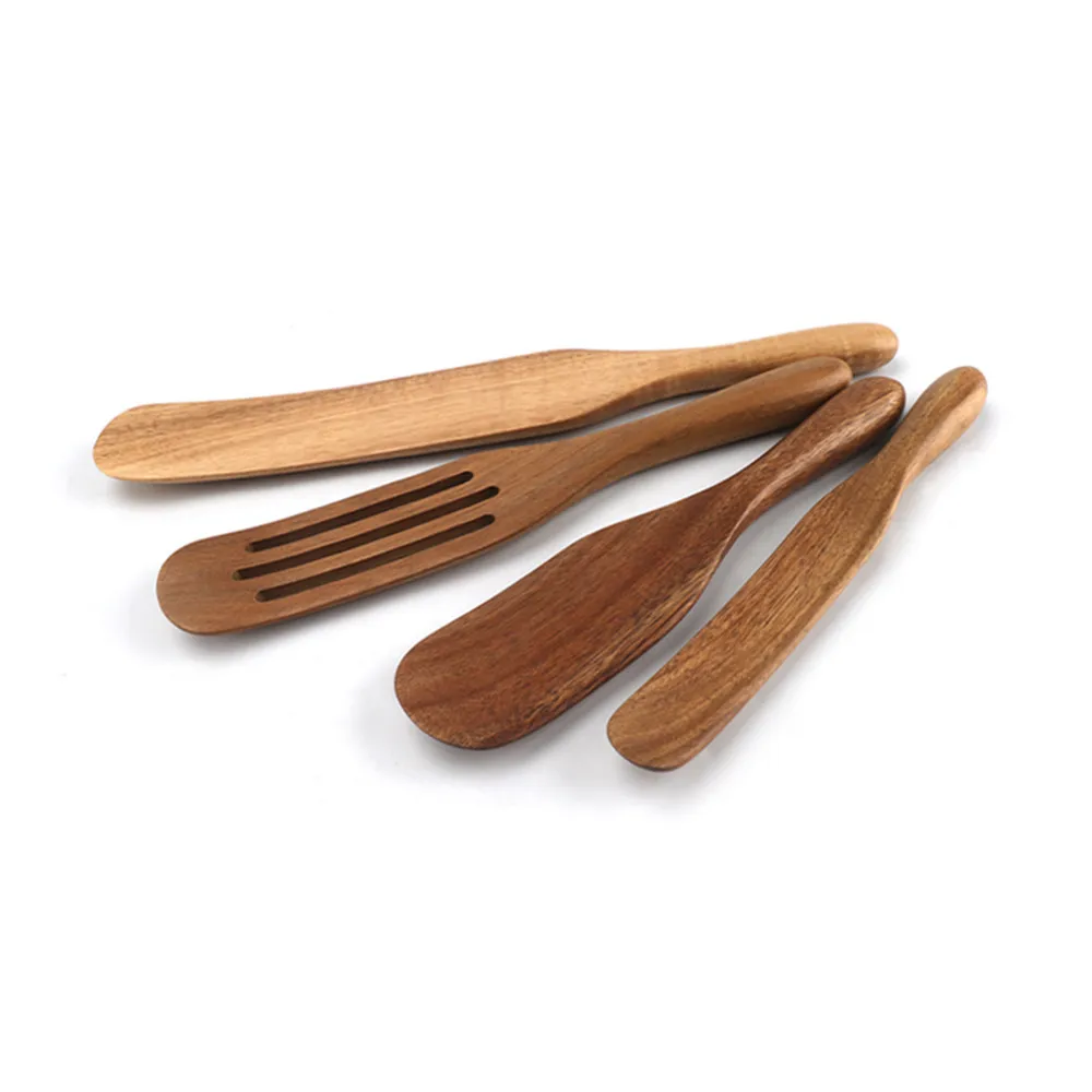 

Amazon Best Sell 4 Pack Natural Teak Wood Non-Stick Spurtles Set professional spurtles kitchen tools for cooking as seen on tv, Customized