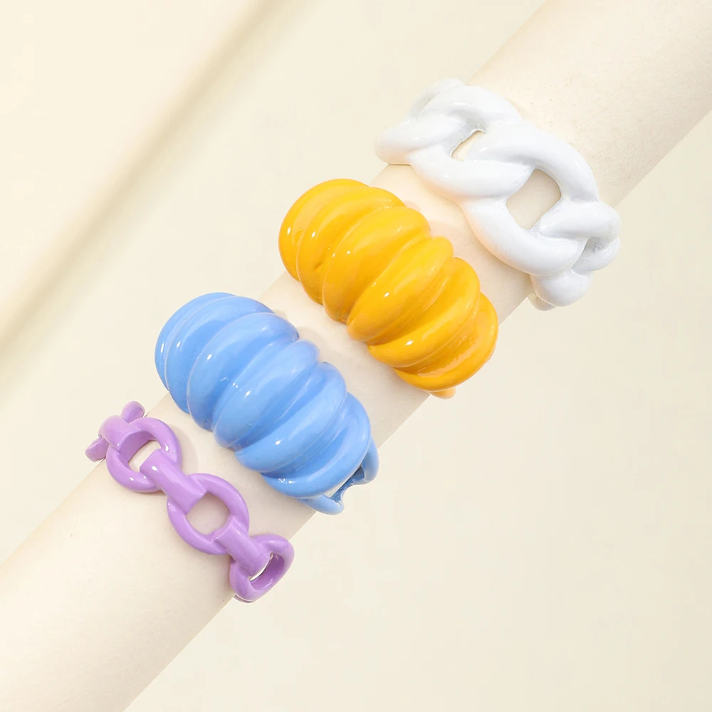 

Y2K Wholesale Fashion Women Geometric Finger Rings Simple Macaron Colorful Twist Rings Metal Jewelry Ring For Girls