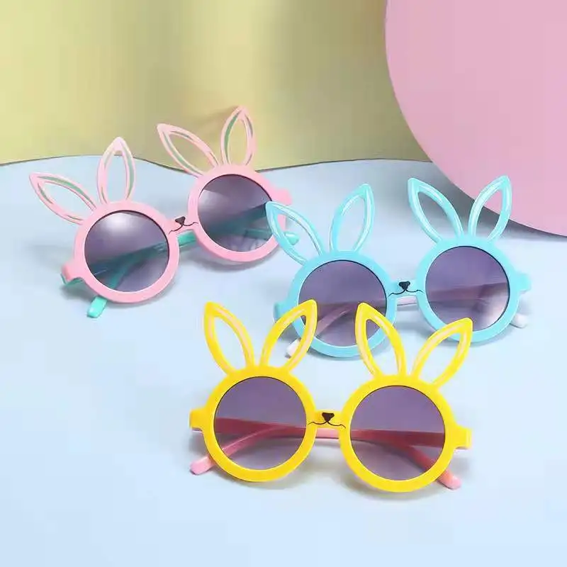 

2021 New Children Carton Sunglasses Kids Rabbit Fashion Sunglasses Rabbit Ears Cut Baby Sun Sunglasses 2021, Black/red/green/champagne/tea/pink