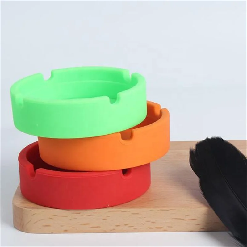 

Silicone Creative Round Household Washable Durable Ashtray Eco-Friendly Multifunction Odourless Personality Ashtray, Red/orange/green