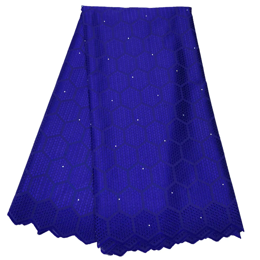 

Beautifical blue dry lace fabric cotton voile tissu nigerian dress 5 yards voile laces ML19R369