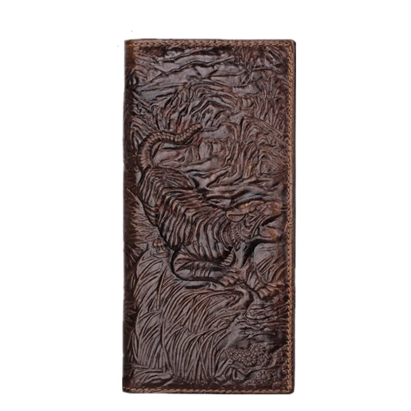 

atinfor Unique Design Vintage Tiger Pattern Men Vintage Long Wallet Leather Casual Clutch Purse with Zipper Pocket