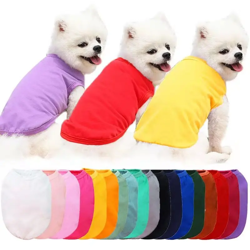 

Cute pet clothes solid color cotton clothing summer shirt casual vest for dog
