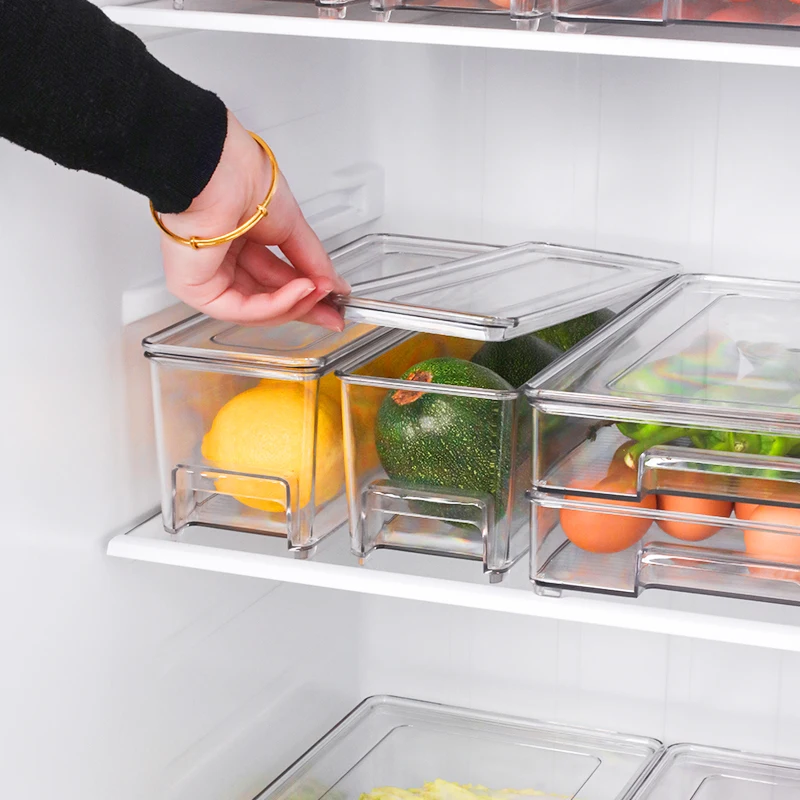 

Pantry Organization And Storage With Lid Refrigerator Fridge Stackable Plastic Organizer Storage Bins, Transparennt