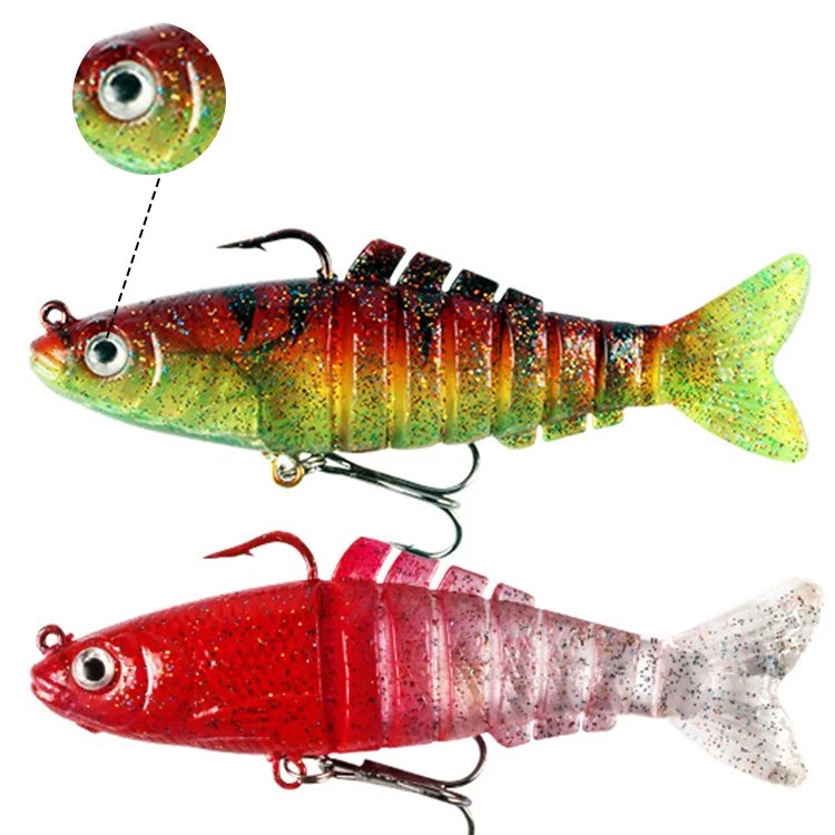 

High Quality 90mm 17.5g Multi Sections Artificial Jointed Fishing Lure Wobble Soft Swimbait