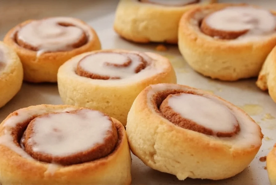 Perfectly baked TikTok cinnamon rolls with golden edges and melted cinnamon sugar oozing from swirls on white ceramic plate