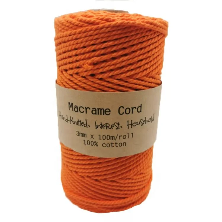 

Factory Hot sale multiColour 3mm width macrame Cotton Rope for DIY, 10 colors