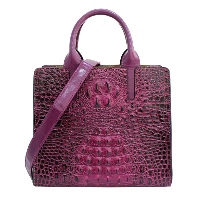 

Luxury Leather Hand Bag Women Vogue Crocodile Embossed Handbag, Coffee, red,purple, black