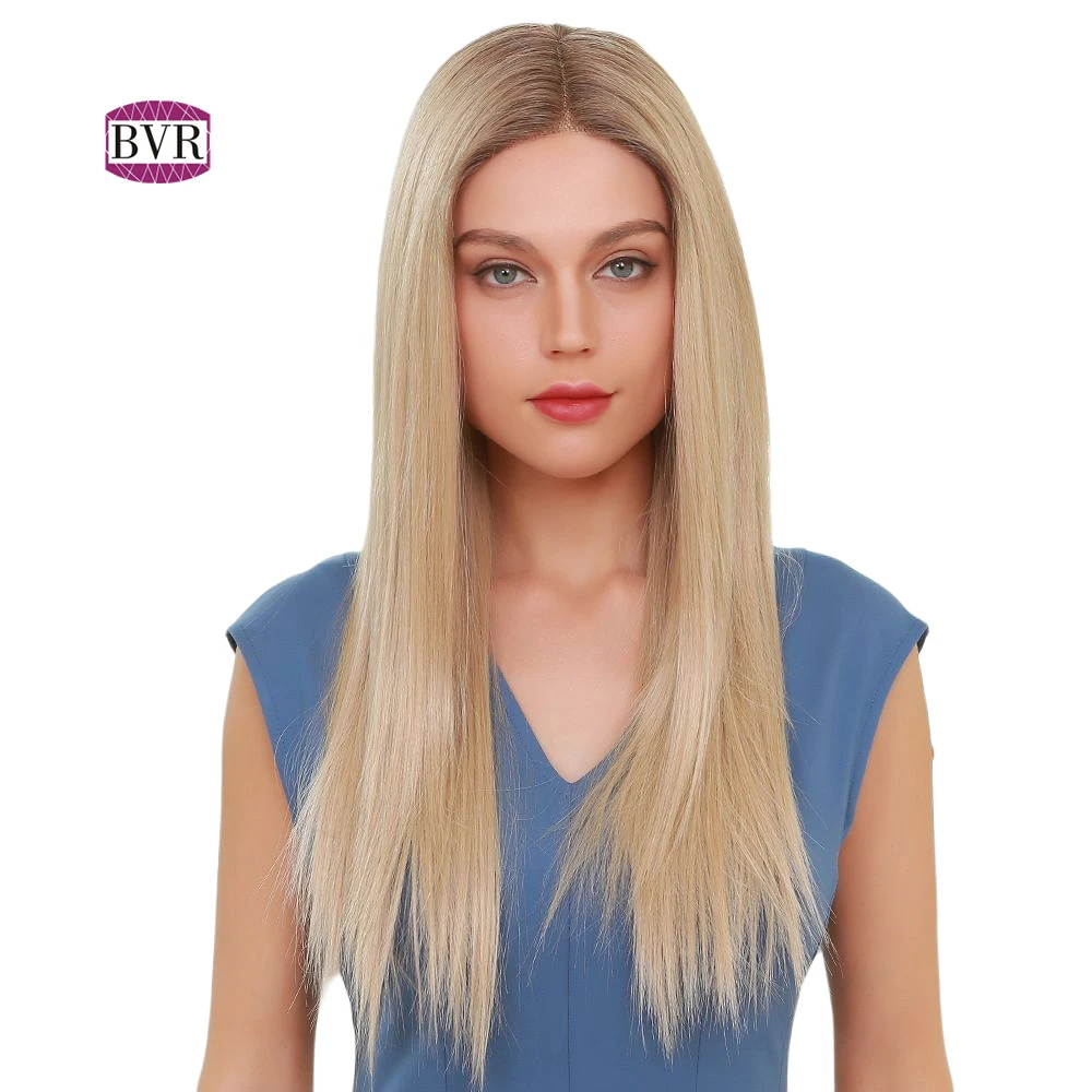 

BVR Hot Sale Blonde Colour High Temperature Straight Lace Front Wigs Futura Fiber Synthetic Lace Wigs