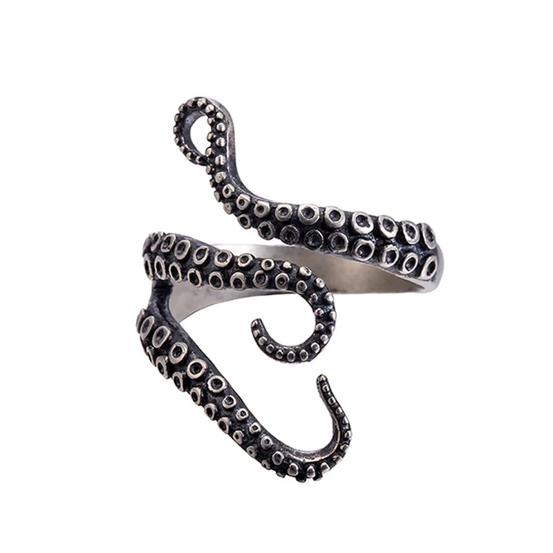 

925 Pure Silver Retro Antique Octopus Finger Rings Fashion Personalized Opening Adjustable Women Rings Jewelry